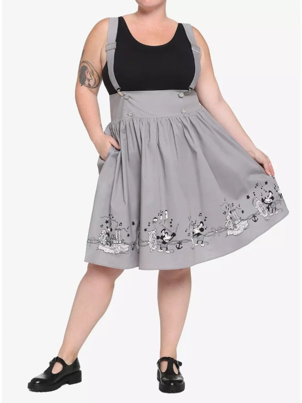 Her Universe Disney Steamboat Willie Retro Suspender Skirt Plus Size 1 =1X